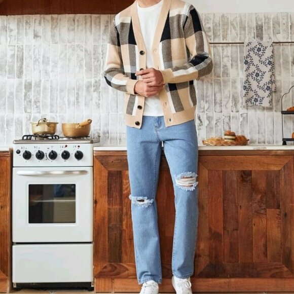 Manfinity Men Plaid Pattern Cardigan - Picture 4 of 7